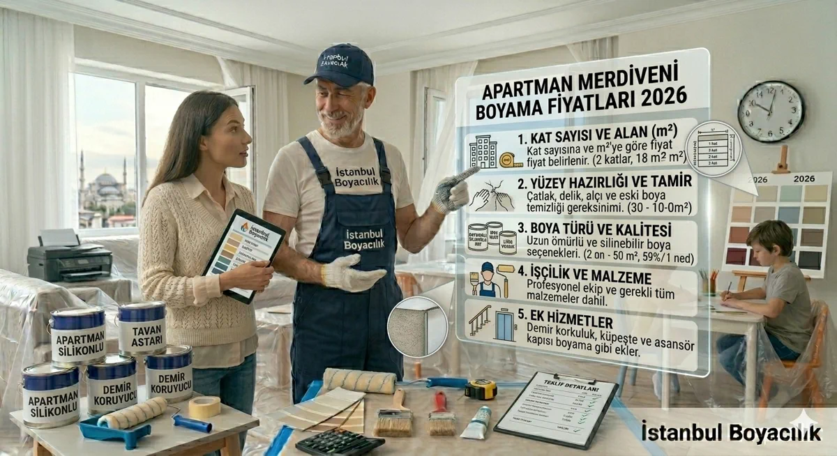 Apartman merdiven holü boya uygulaması