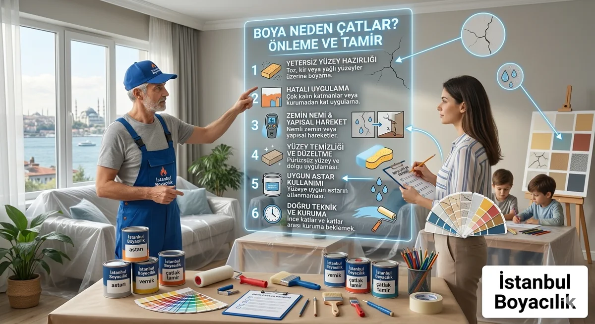 Çatlayan boya — duvar yüzeyinde görülen çatlak ve soyulma