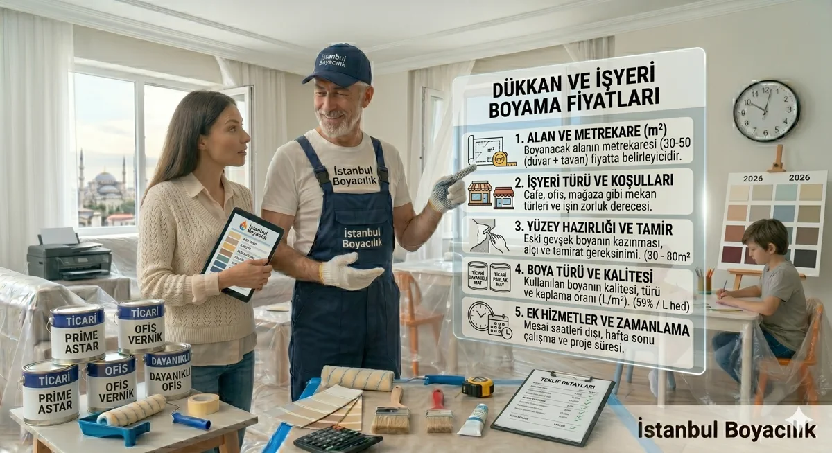 Dükkan ve İşyeri Boyama Fiyatları 2026 Güncel Liste