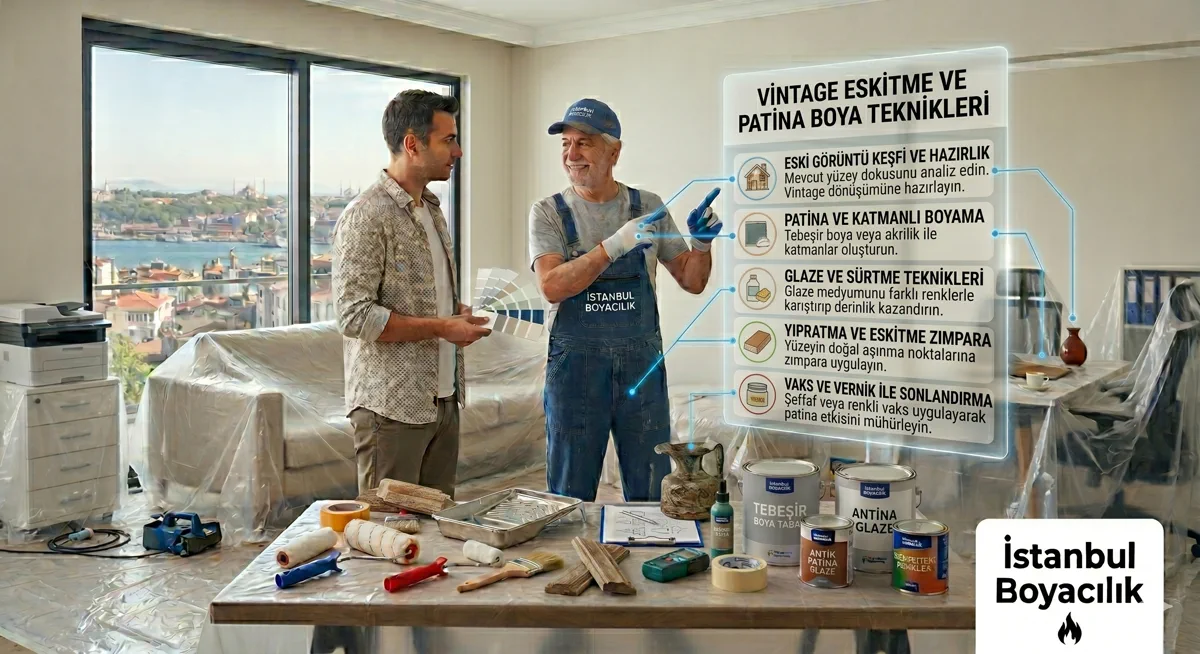 Eskitme ve vintage patina boya uygulamaları