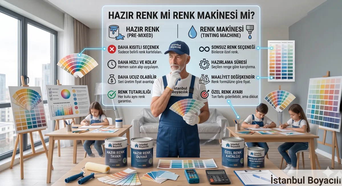 Hazır boya rengi ve renk makinesi karşılaştırması