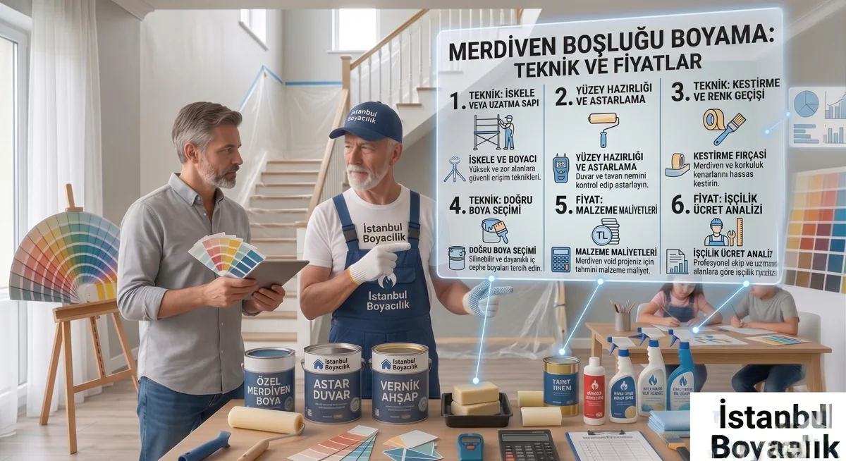 Merdiven boşluğu boyama teknik ve fiyat